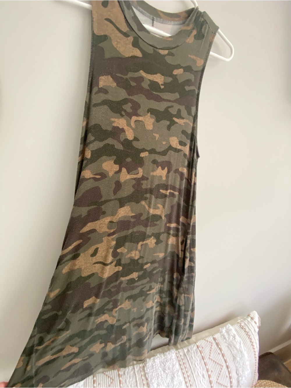 Mud Pie Camo Sleeveless Shift Dress in Olive & Brown - Picture 2 of 6